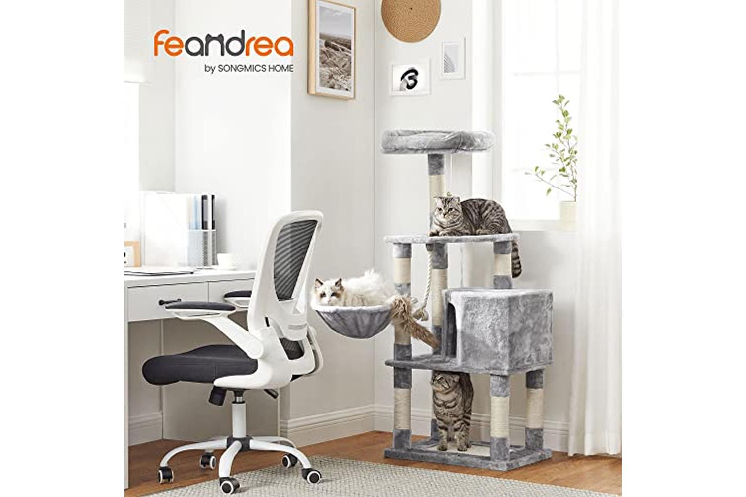 Feandrea PCT60W High Tower Scratching Post Cat Tree | Light Grey-2