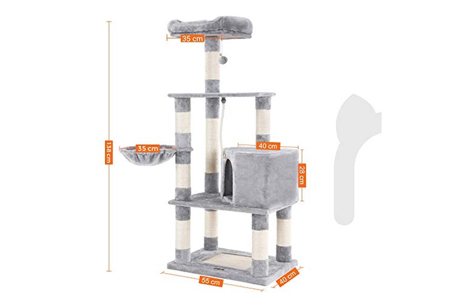 Feandrea PCT60W High Tower Scratching Post Cat Tree | Light Grey-3