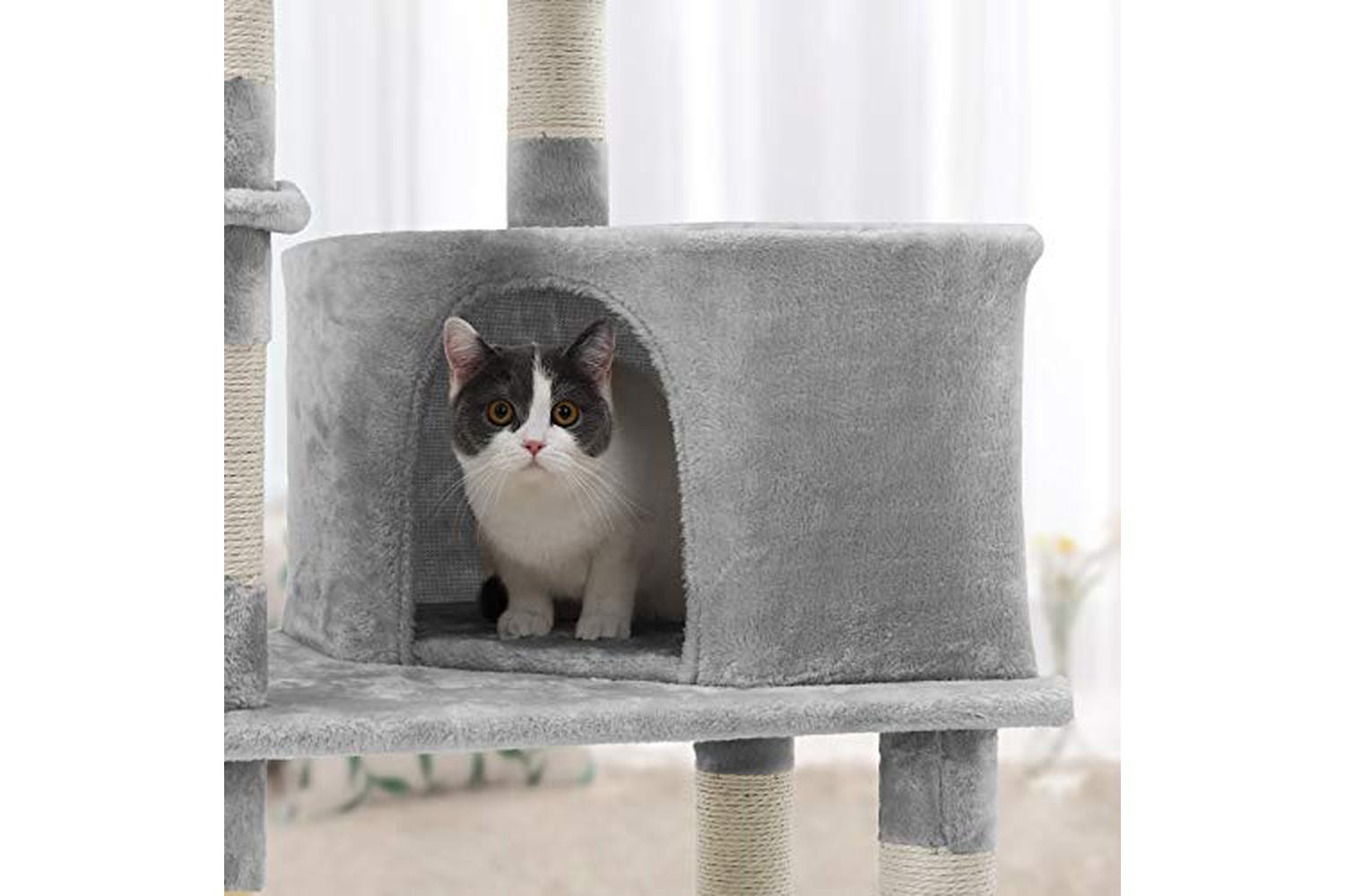 Feandrea PCT60W High Tower Scratching Post Cat Tree | Light Grey-6
