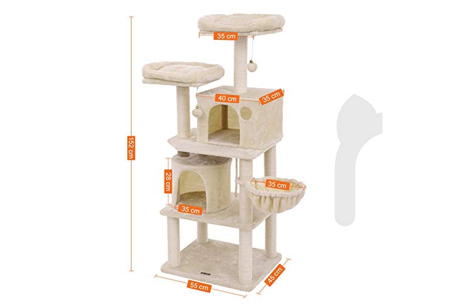 Feandrea PCT90M Scratching Post 2 Caves Cat Tree | Beige-3