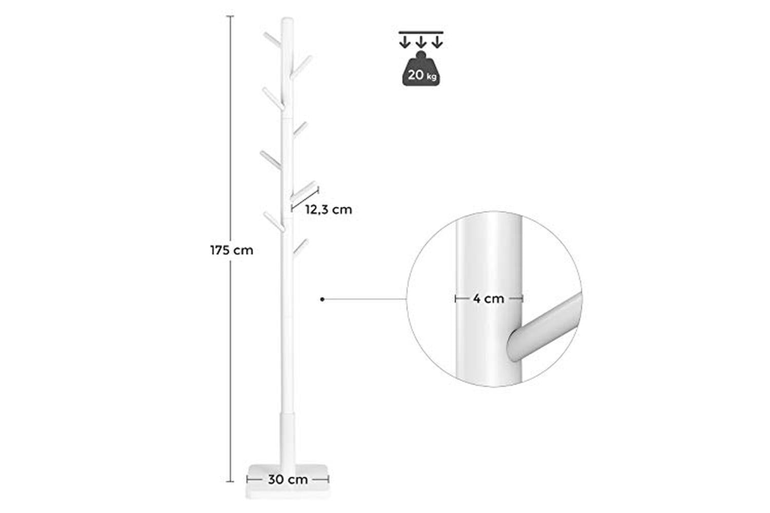 Vasagle RCR010W02 Coat Stand | White-5