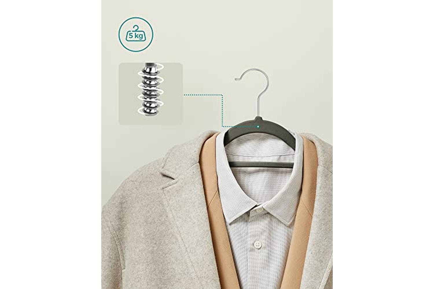 Songmics CRF20V Velvet Hanger | Set of 20 | Grey-4