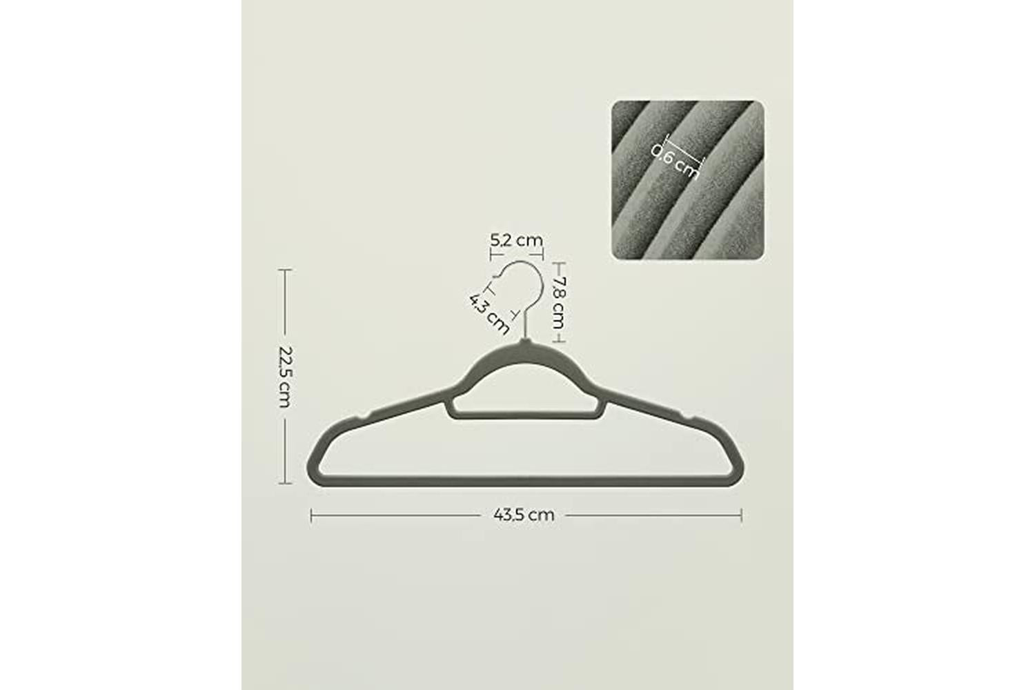 Songmics CRF20V Velvet Hanger | Set of 20 | Grey-5