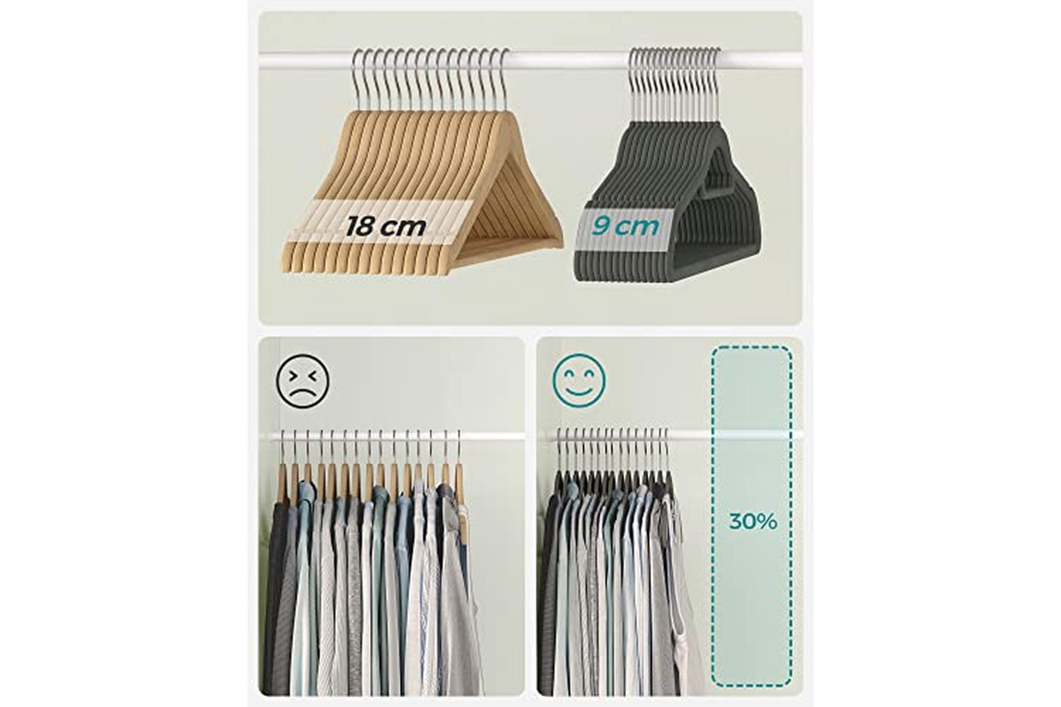 Songmics CRF20V Velvet Hanger | Set of 20 | Grey-6