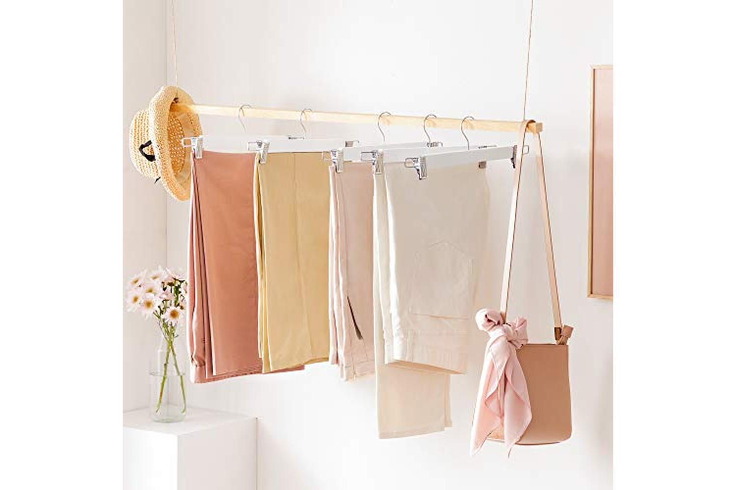 Songmics CRW009W01 Wooden Trousers & Skirt Hanger | Set of 8-3