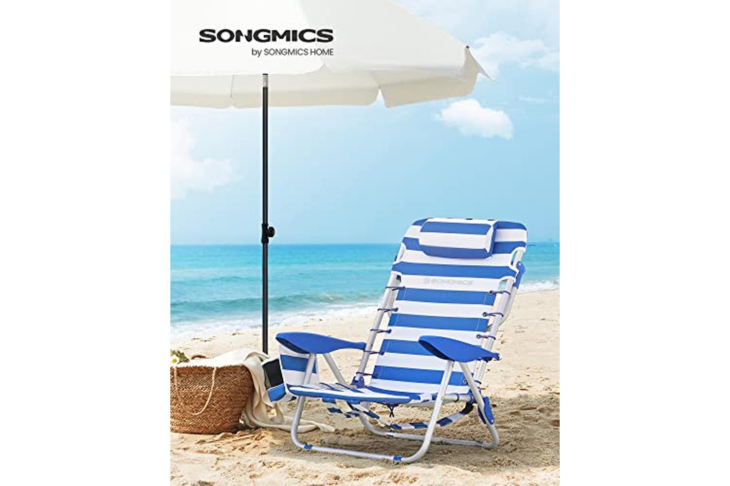 Songmics GCB62BU Beach Chair | Blue & white-2