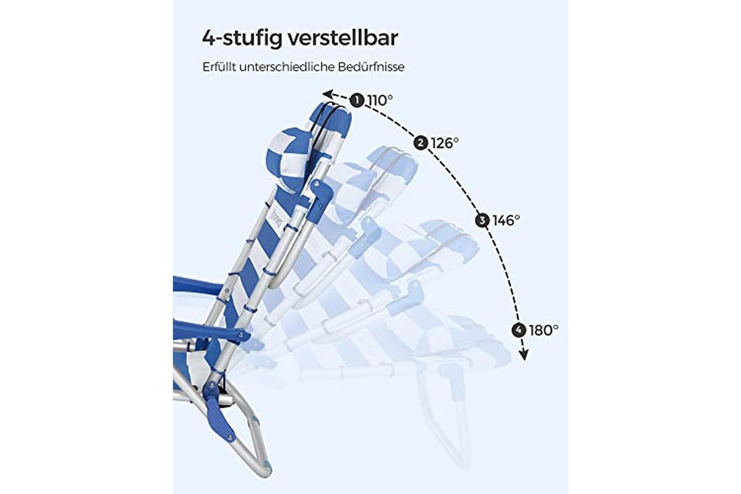 Songmics GCB62BU Beach Chair | Blue & white-3