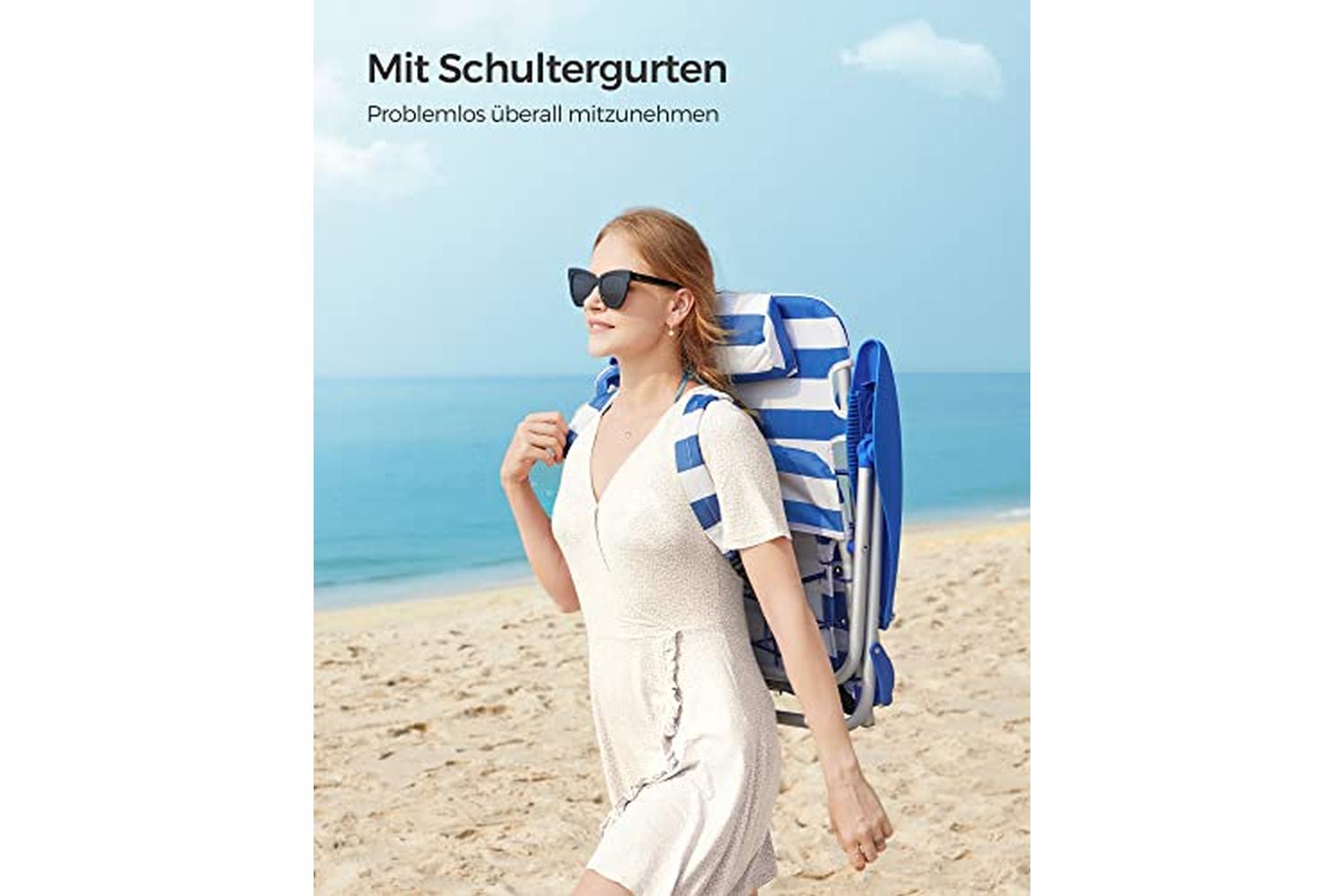 Songmics GCB62BU Beach Chair | Blue & white-5