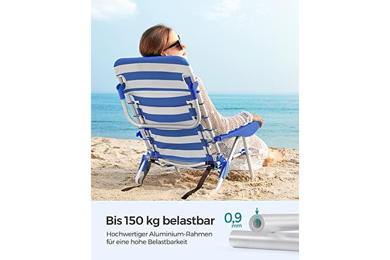 Songmics GCB62BU Beach Chair | Blue & white-6