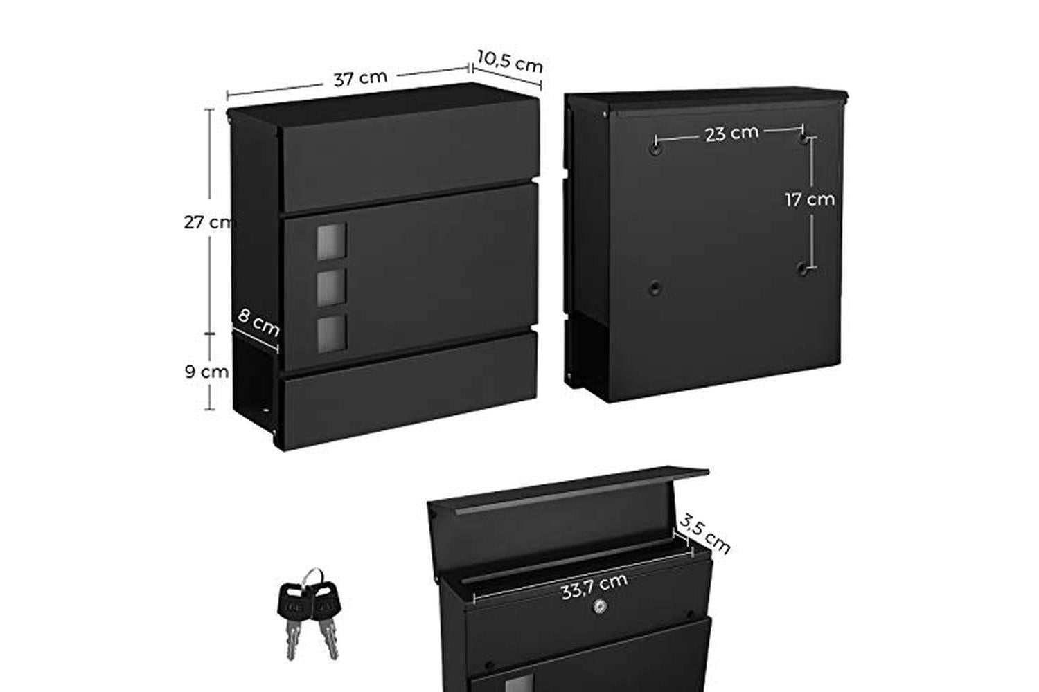 Songmics GMB052B01 Modern Lockable Mailbox | Black-6
