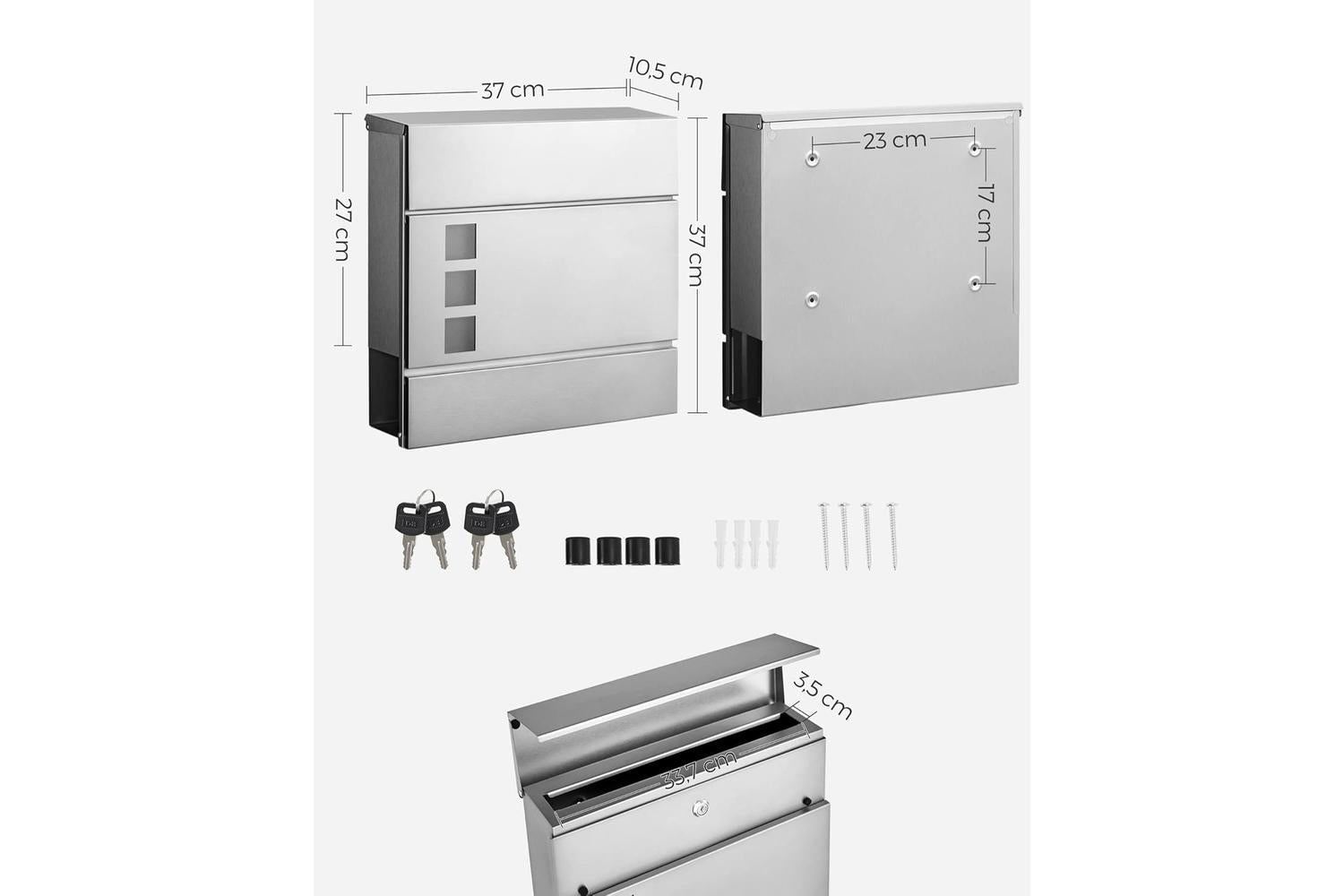 Songmics GMB052S02 Modern Letterbox | Stainless Steel-3