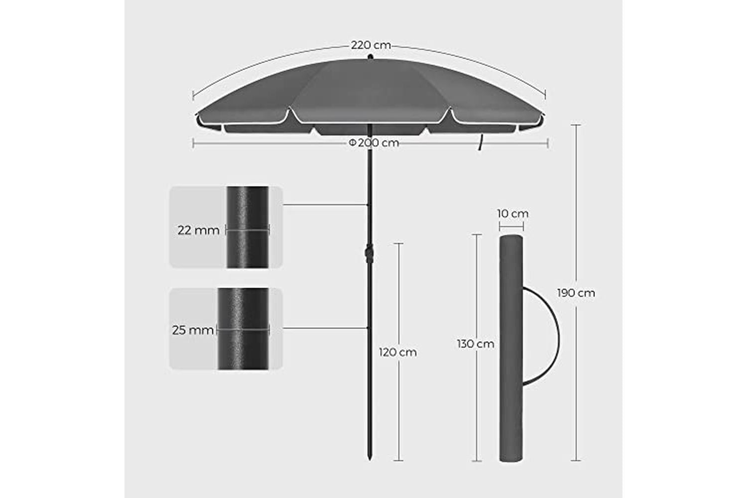 Songmics GPU065G01 Foldable Garden Parasol-3