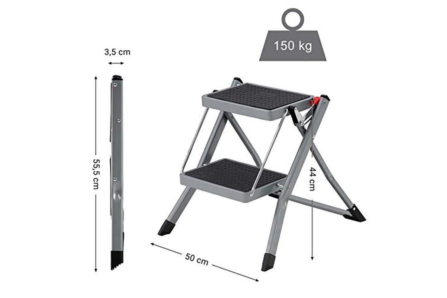 Songmics GSL002GY01 Stepladder With 2 Steps-7