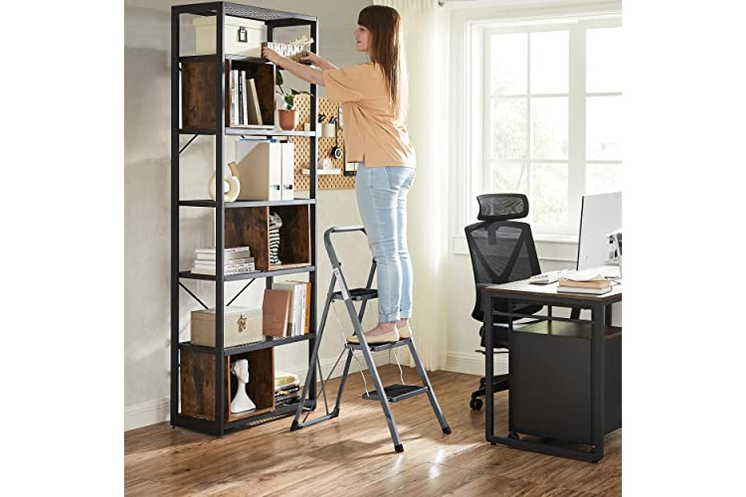 Songmics GSL003GY01 Step Stool With 3 Steps | Grey & Black-3