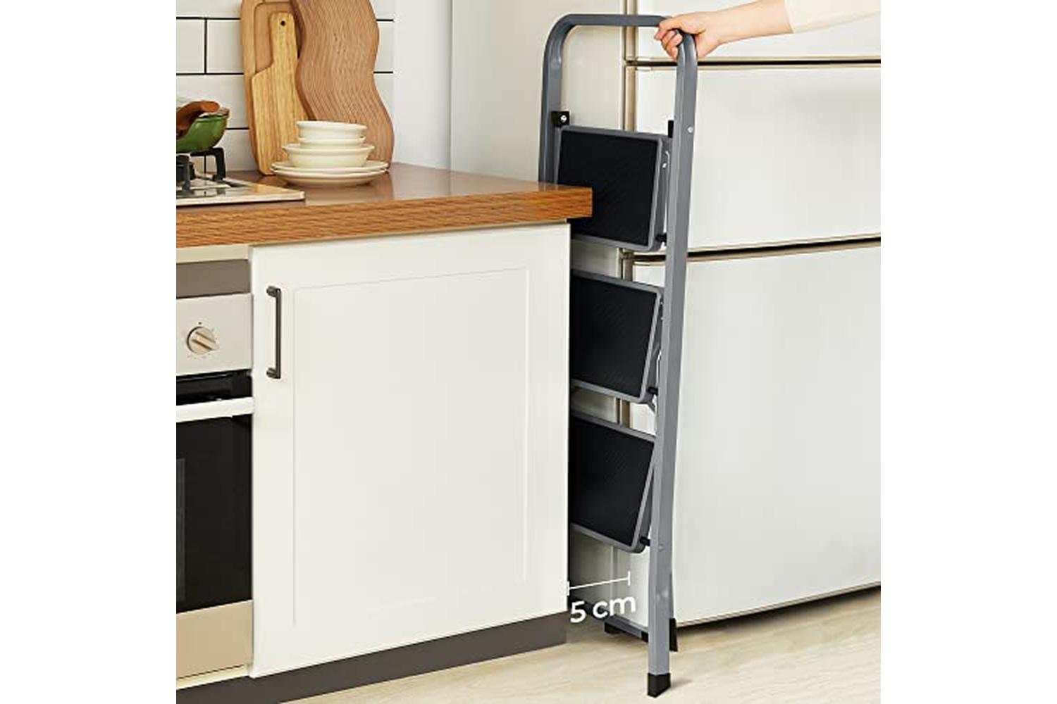 Songmics GSL003GY01 Step Stool With 3 Steps | Grey & Black-4