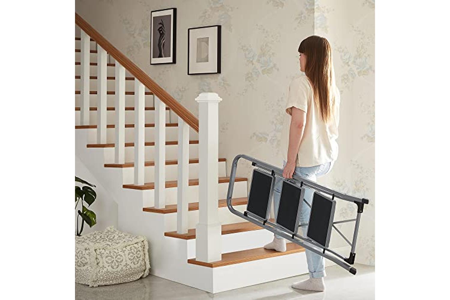 Songmics GSL003GY01 Step Stool With 3 Steps | Grey & Black-6