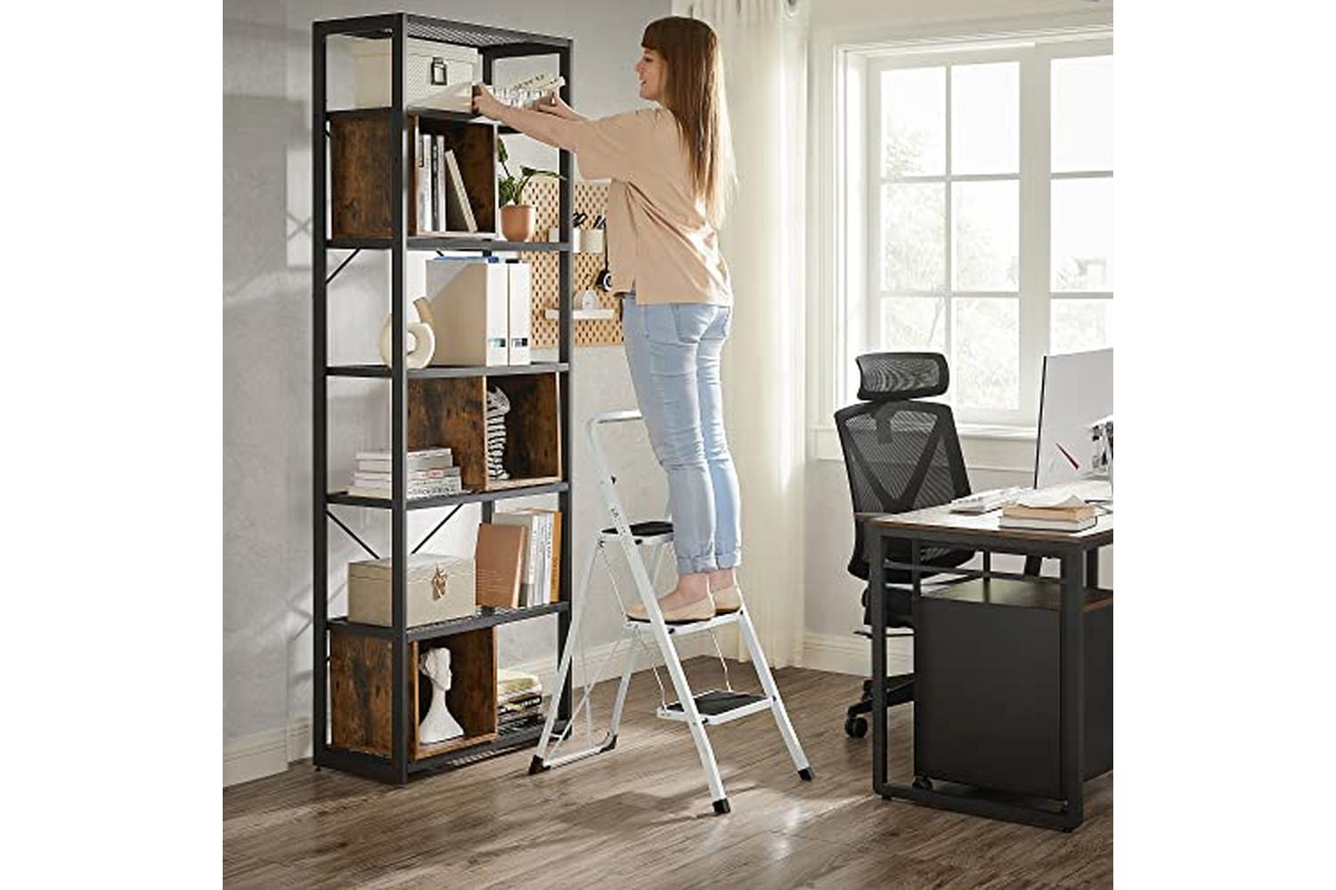 Songmics GSL03WT 3 Steps Household Ladder | White-3