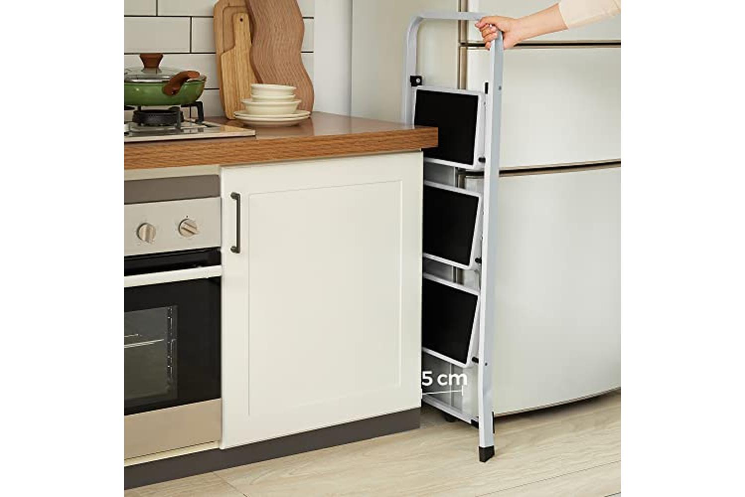 Songmics GSL03WT 3 Steps Household Ladder | White-4