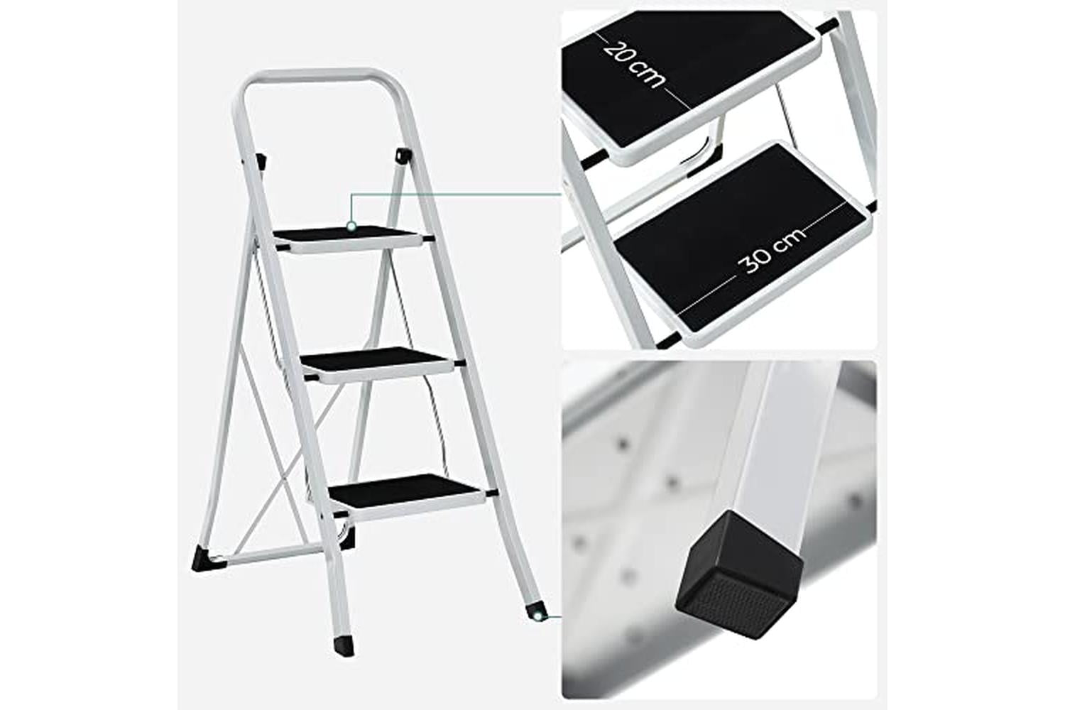 Songmics GSL03WT 3 Steps Household Ladder | White-5