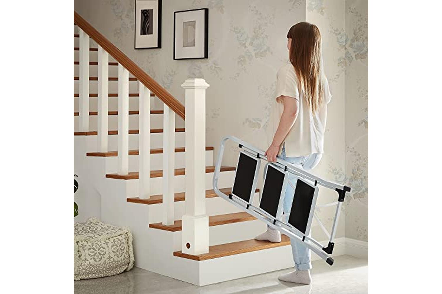 Songmics GSL03WT 3 Steps Household Ladder | White-6