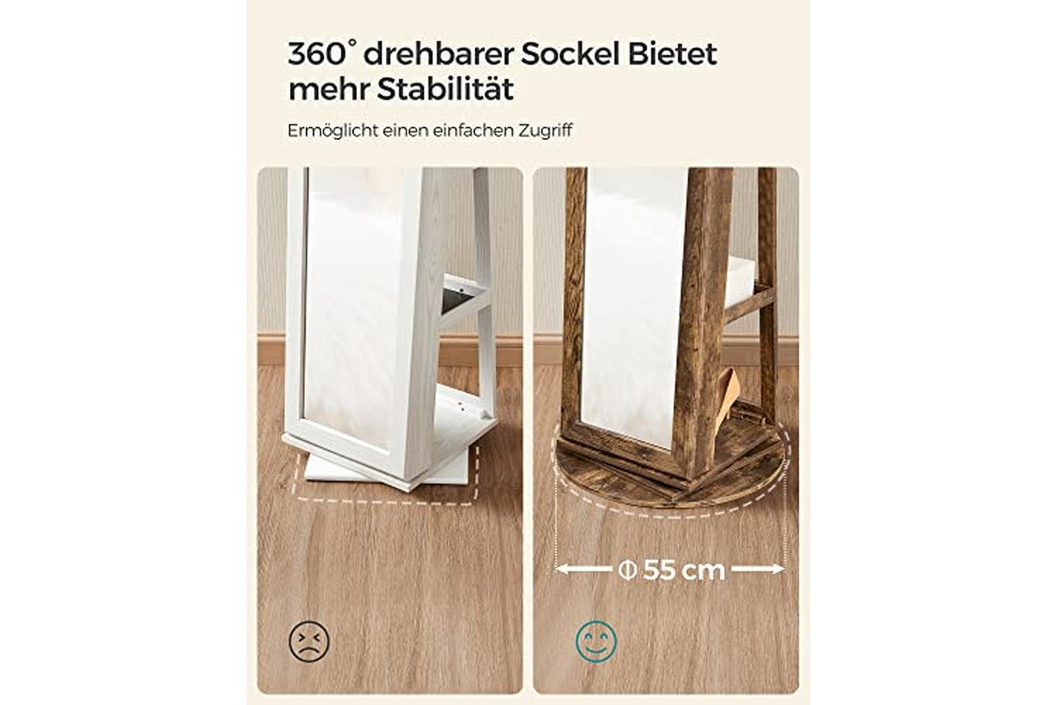 Songmics JJC062K01 360Â° Rotatable Jewelry Cabinet | Vintage Brown-5