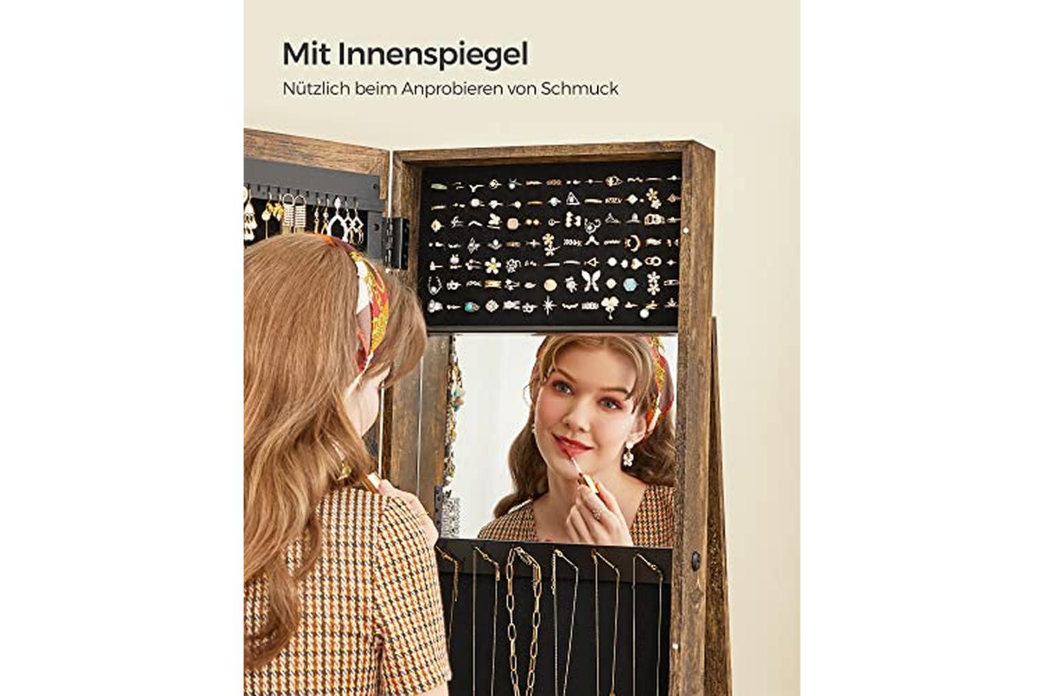 Songmics JJC062K01 360Â° Rotatable Jewelry Cabinet | Vintage Brown-6