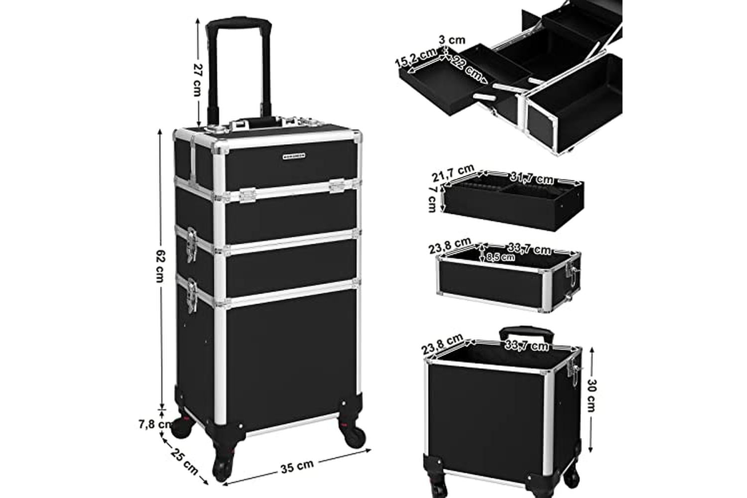 Songmics JHZ01B 3-in-1 Cosmetic Trolley | Black-6