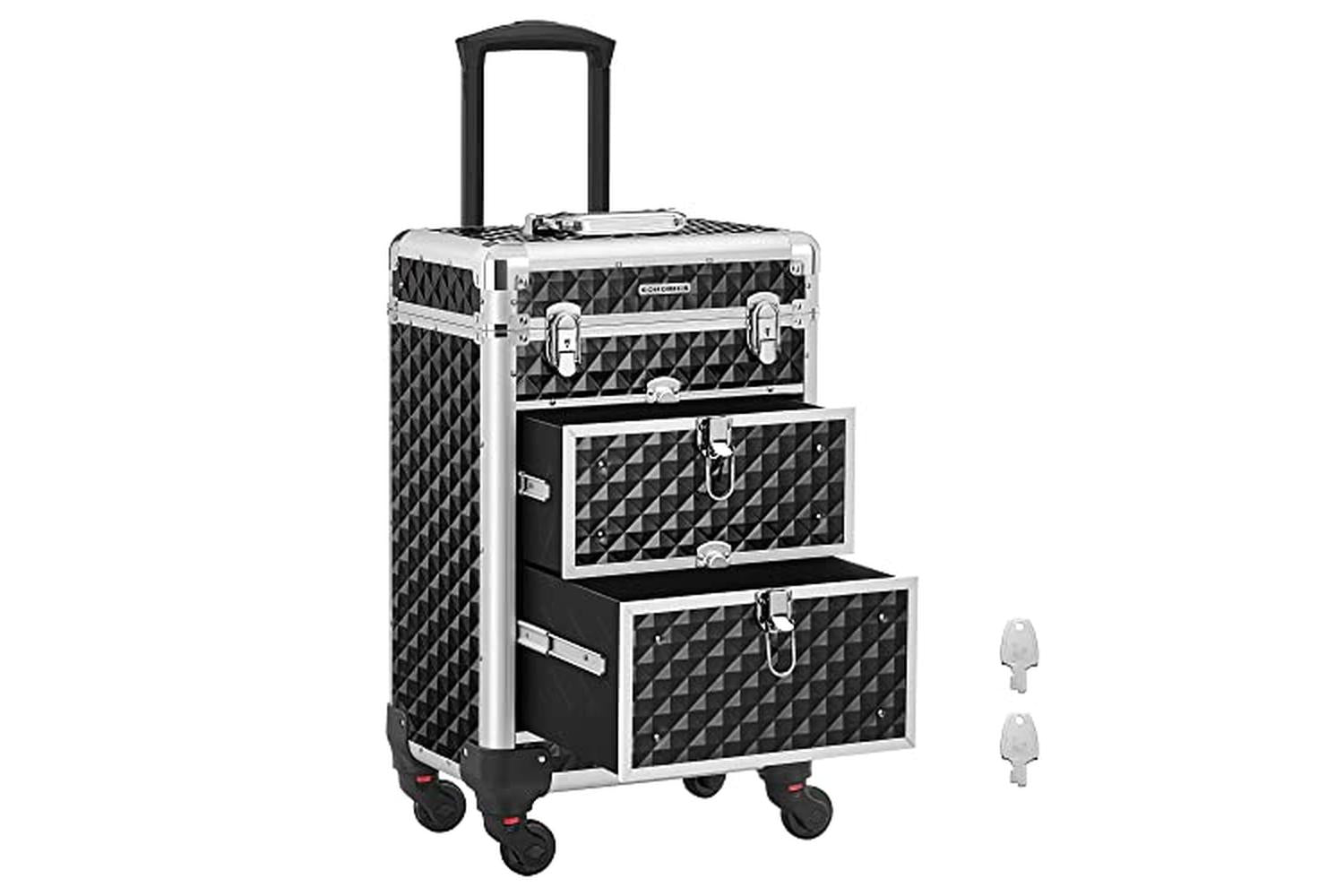 Songmics  JHZ08BK Lockable Makeup Case Rolling Trolley
