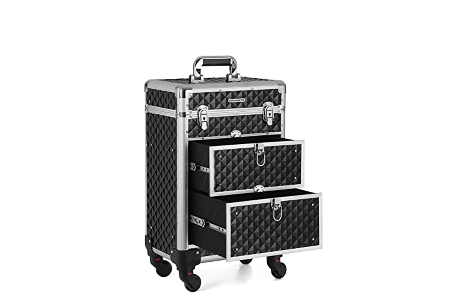 Songmics  JHZ08BK Lockable Makeup Case Rolling Trolley-7