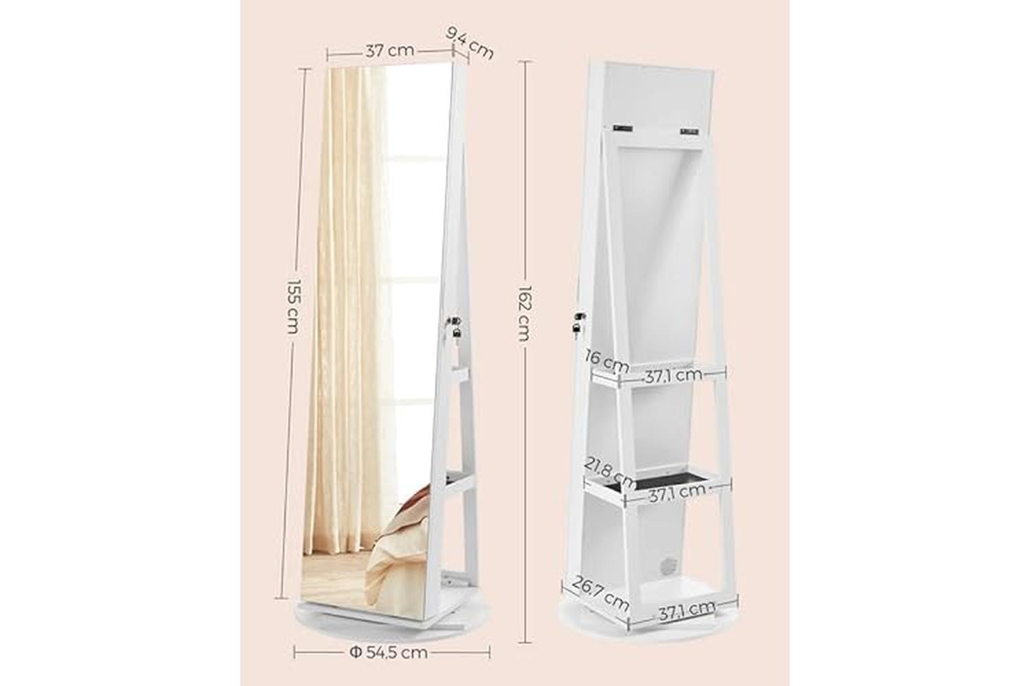 Songmics JJC007W01 Jewelry Cabinet with Mirror-3