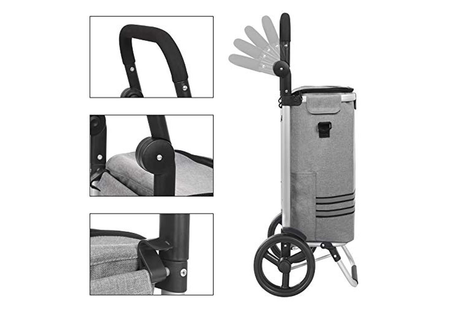 Songmics KST02GY Collapsible Shopping Trolley | Grey-4