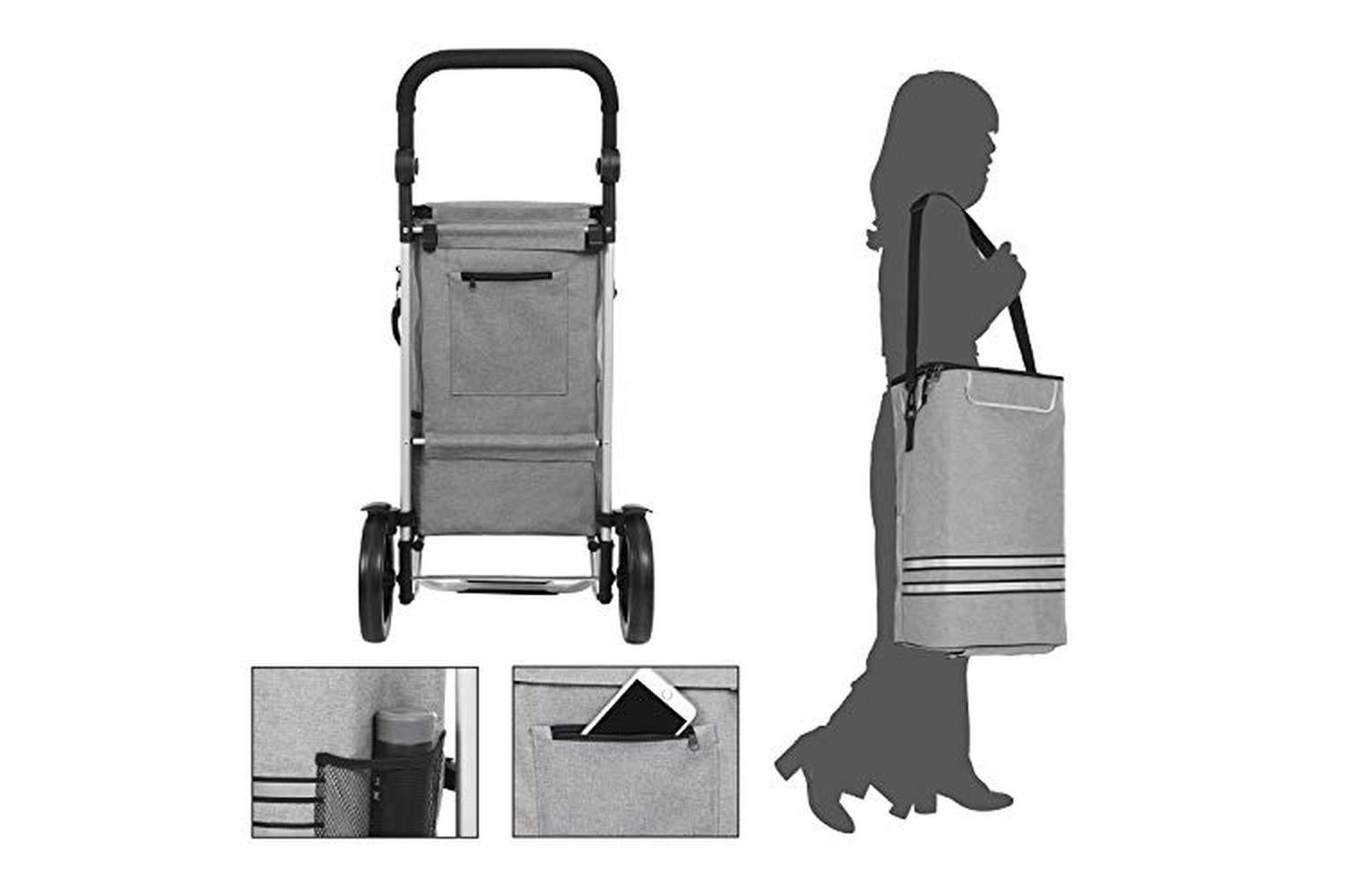 Songmics KST02GY Collapsible Shopping Trolley | Grey-5
