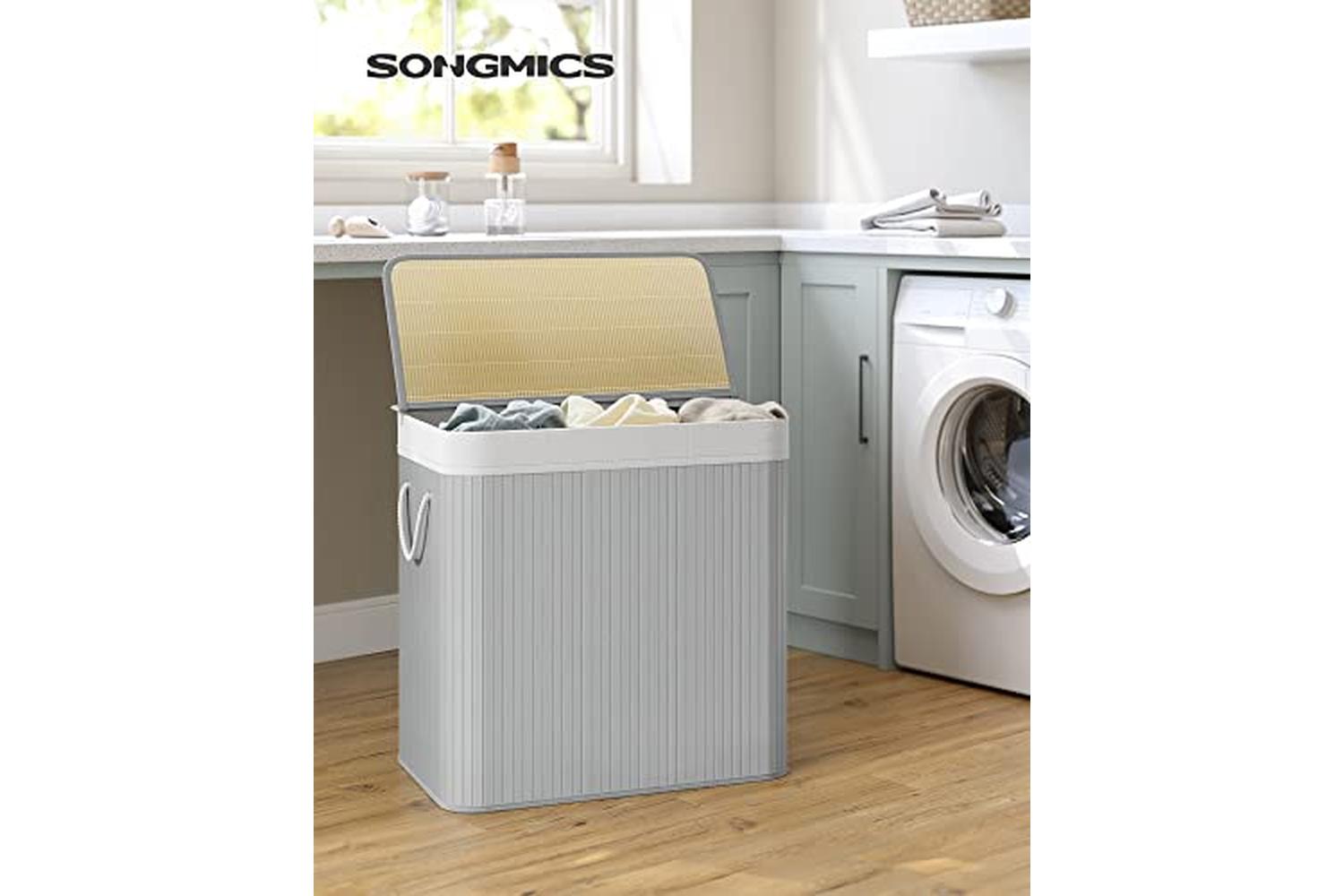 Songmics LCB091G01 3 Compartment Laundry Basket-2