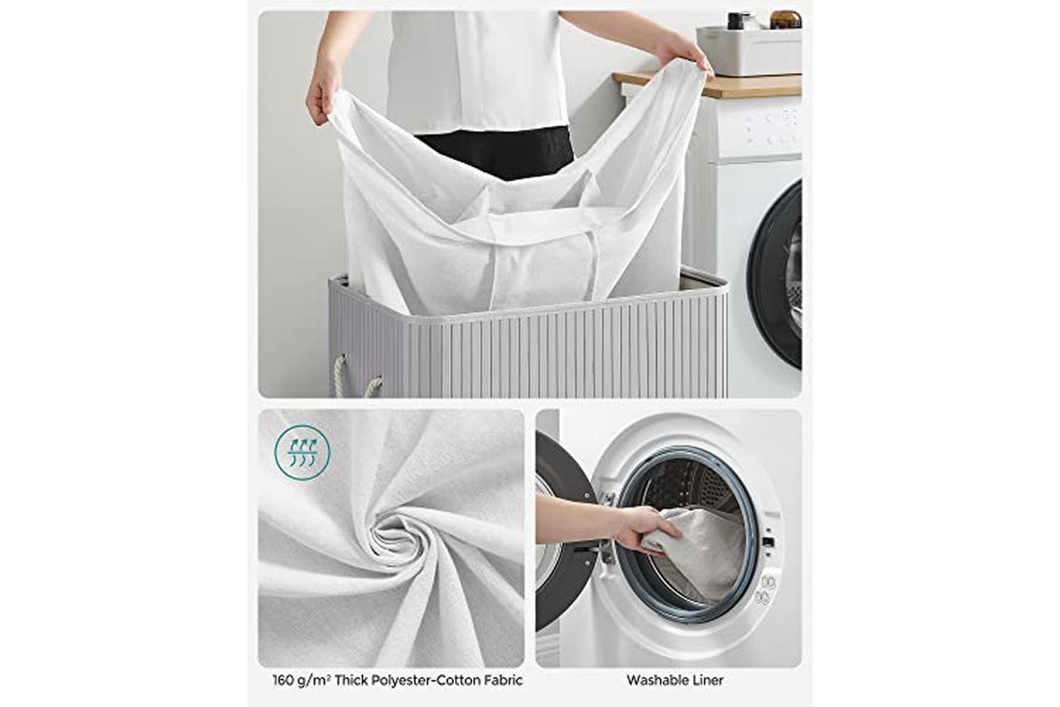 Songmics LCB091G01 3 Compartment Laundry Basket-4