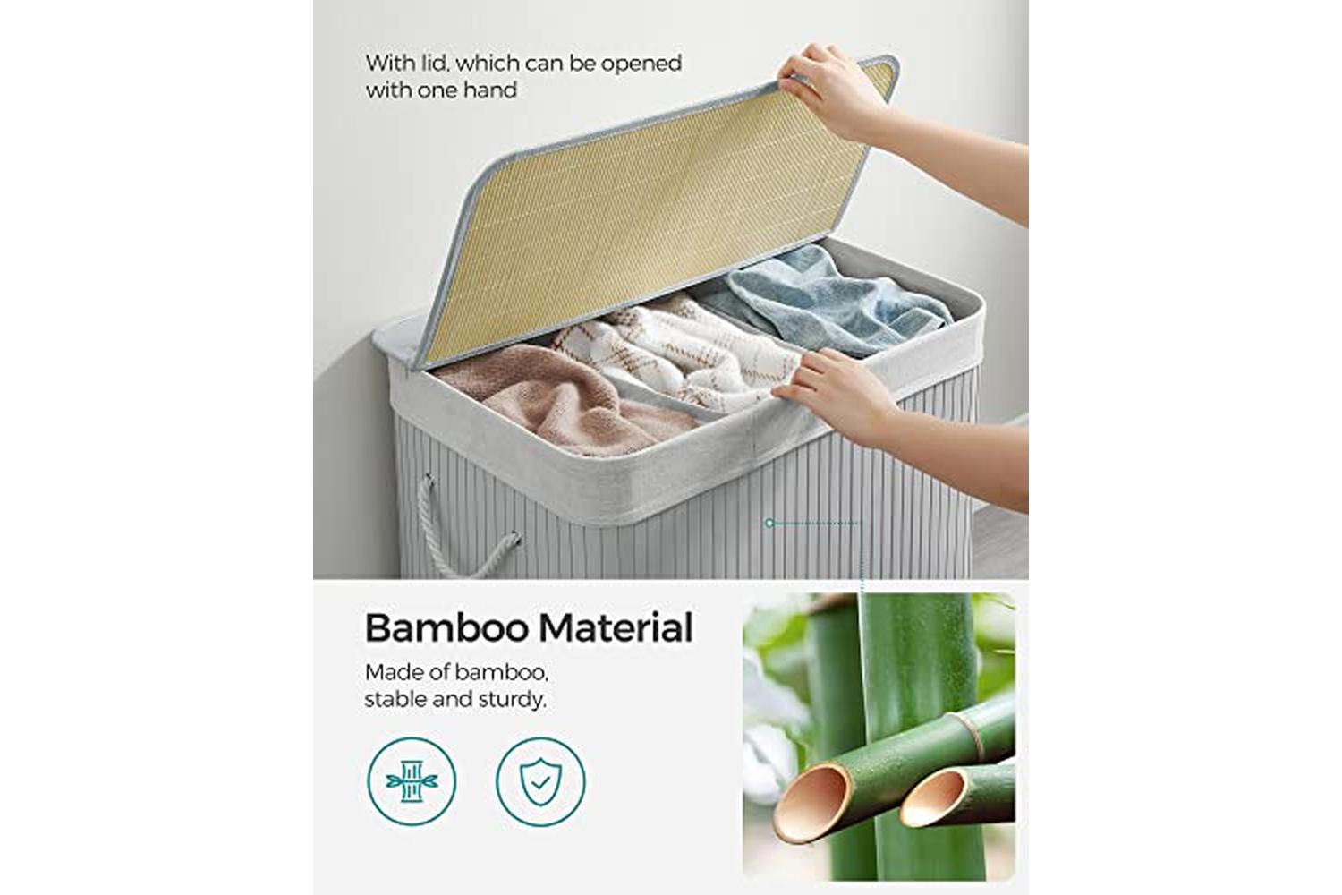 Songmics LCB091G01 3 Compartment Laundry Basket-5