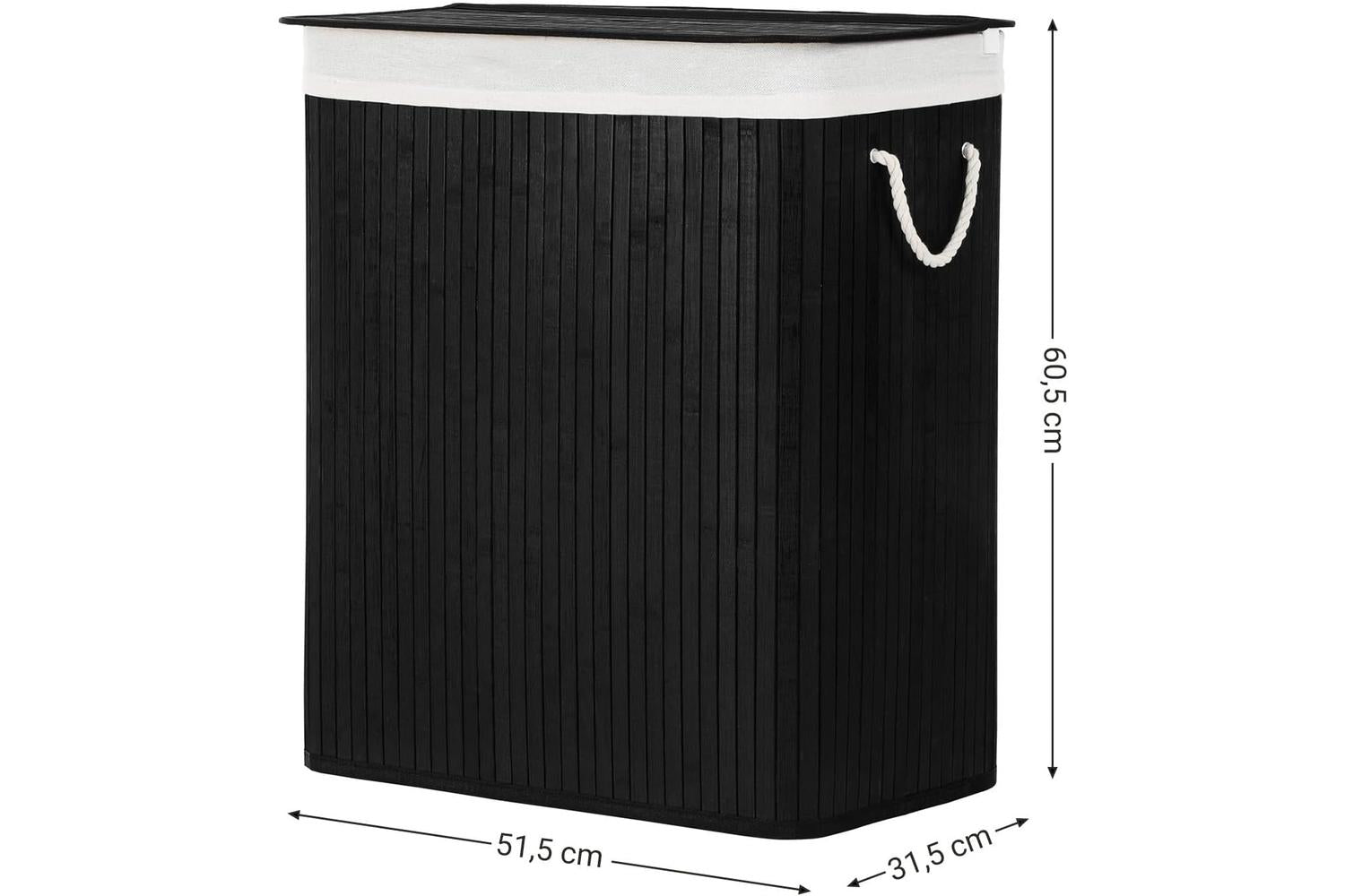 Songmics LCB64BK Bamboo Laundry Basket with 2 Compartments-4