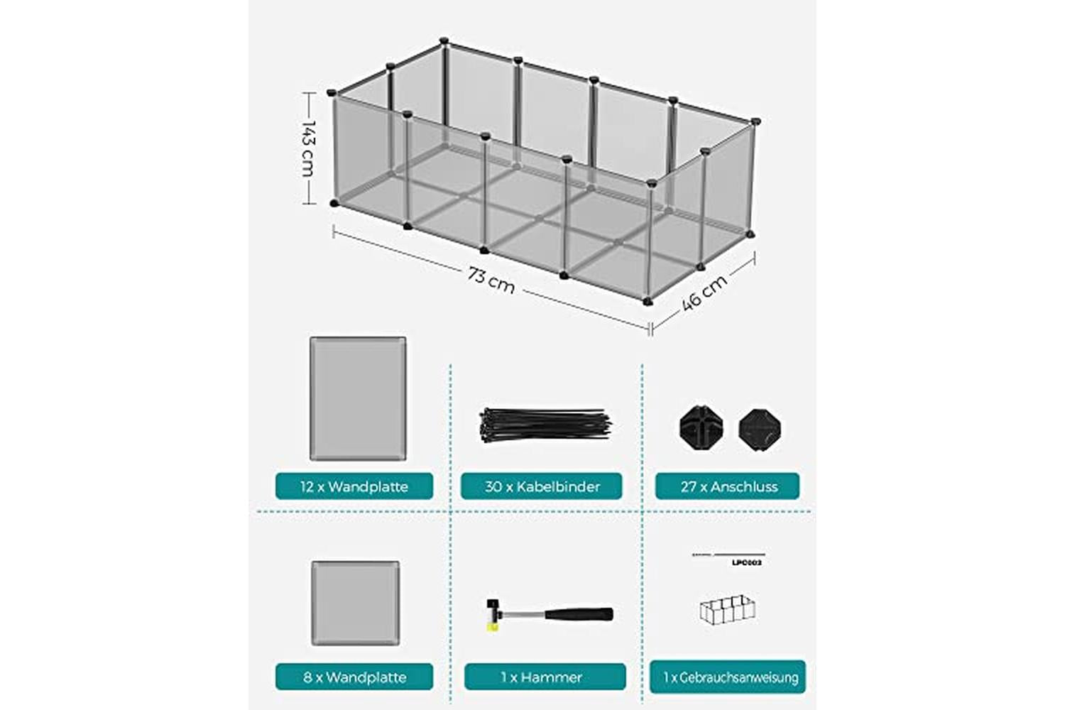 Songmics LPC002G01 Plastic Outdoor Enclosure Cage | Grey-5
