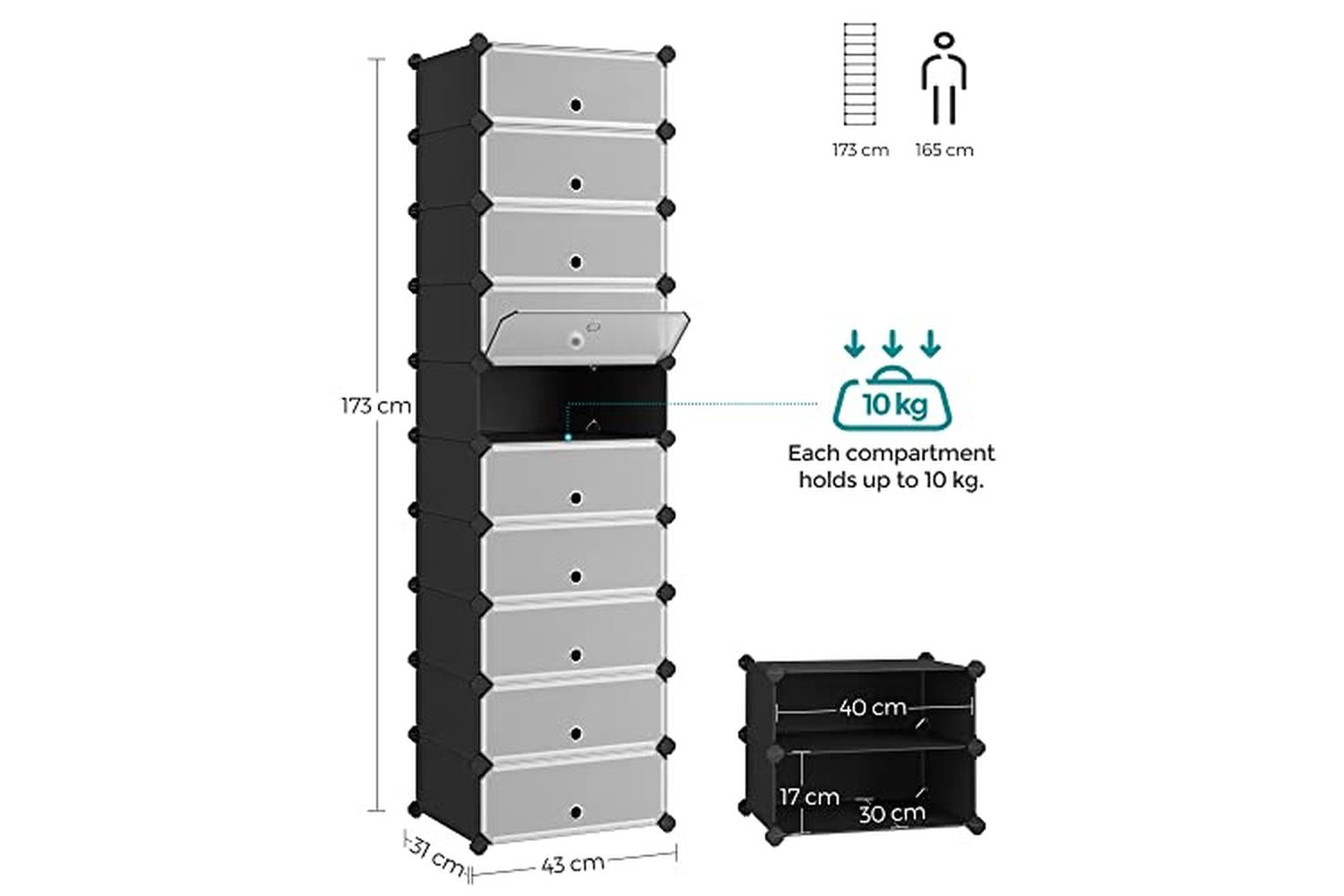 Songmics LPC10HV1 Plastic High Shoe Rack | Black-7