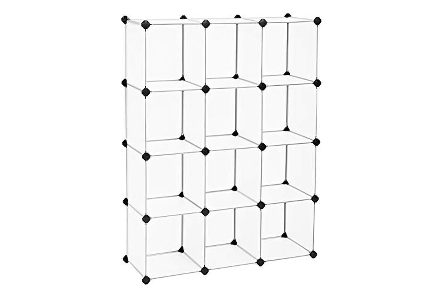 Songmics LPC34L Boltless Shelving System 12 Cubes | White