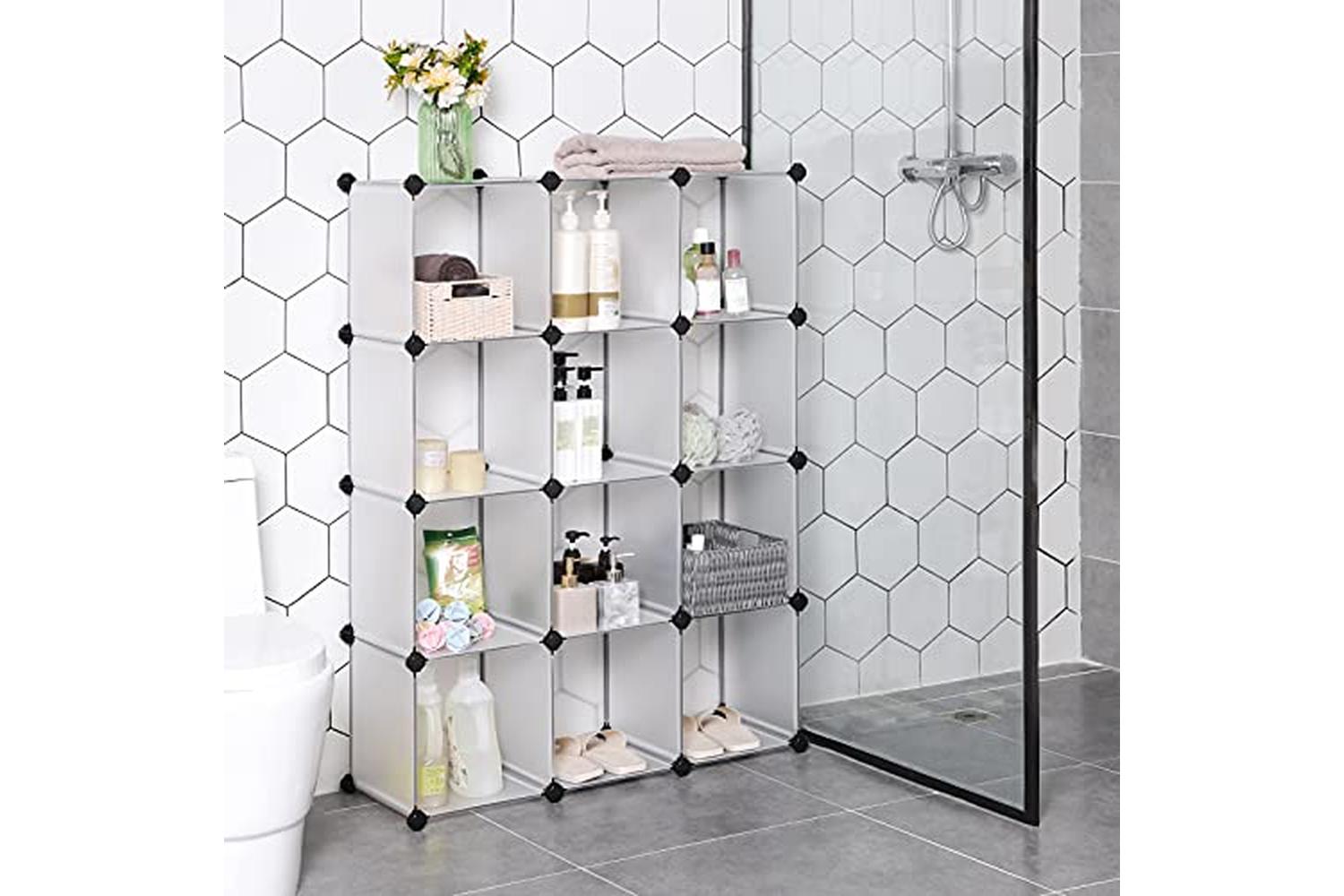 Songmics LPC34L Boltless Shelving System 12 Cubes | White-3