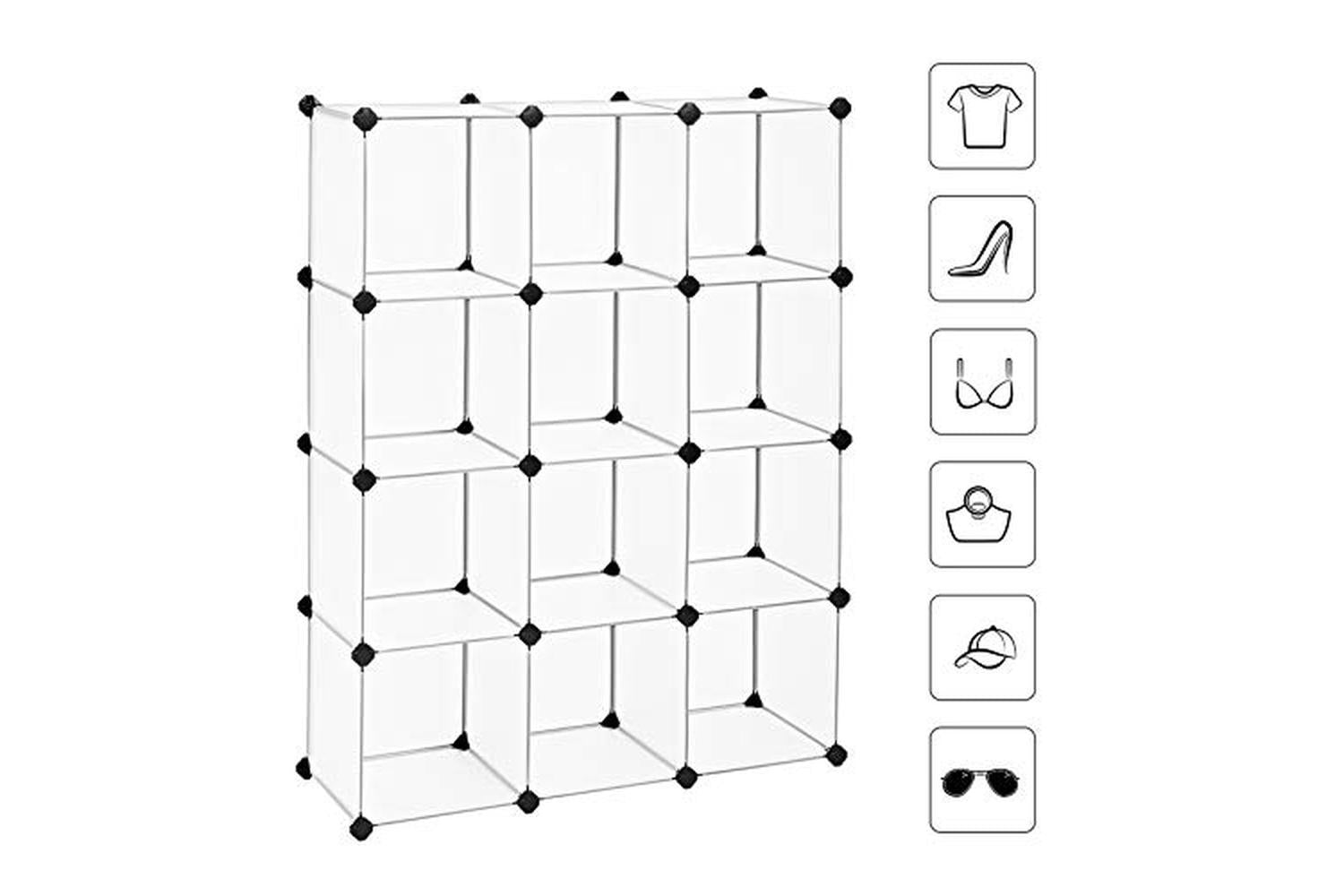 Songmics LPC34L Boltless Shelving System 12 Cubes | White-4