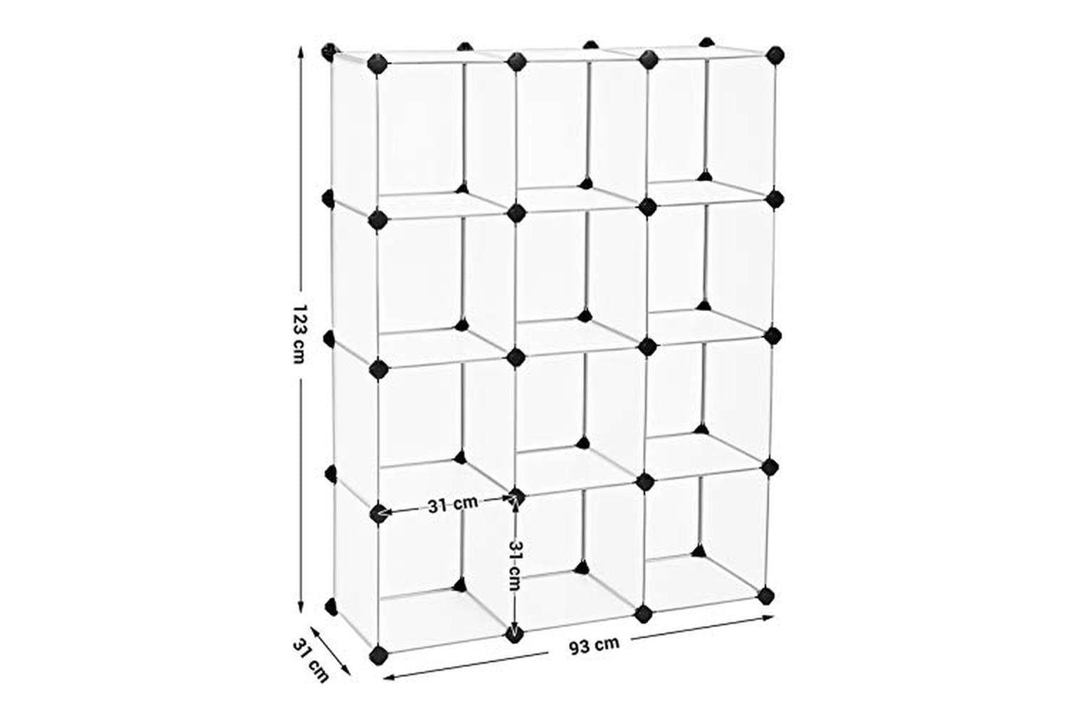 Songmics LPC34L Boltless Shelving System 12 Cubes | White-5