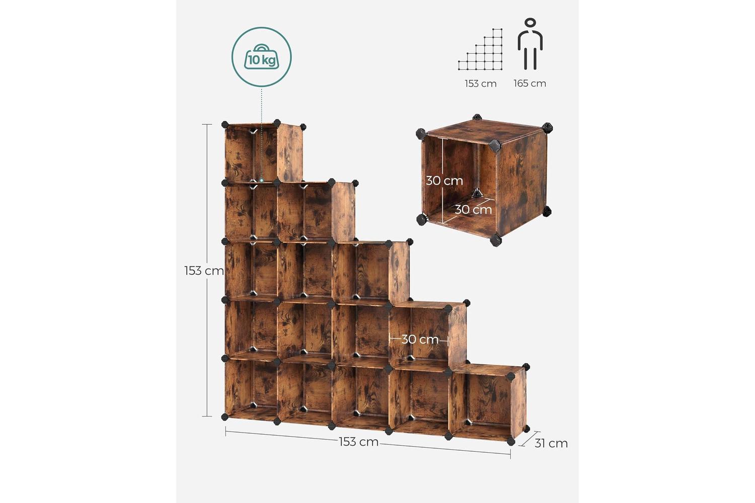 Songmics LPC442A01 Modular Wall Rack Consisting Of 15 Cubes-3