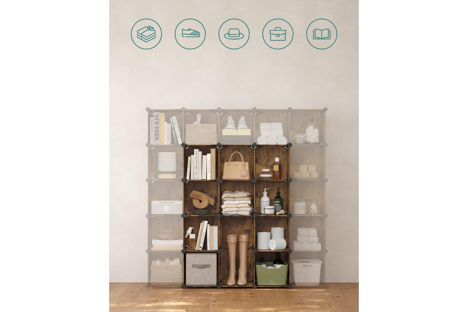 Songmics LPC442A01 Modular Wall Rack Consisting Of 15 Cubes-8