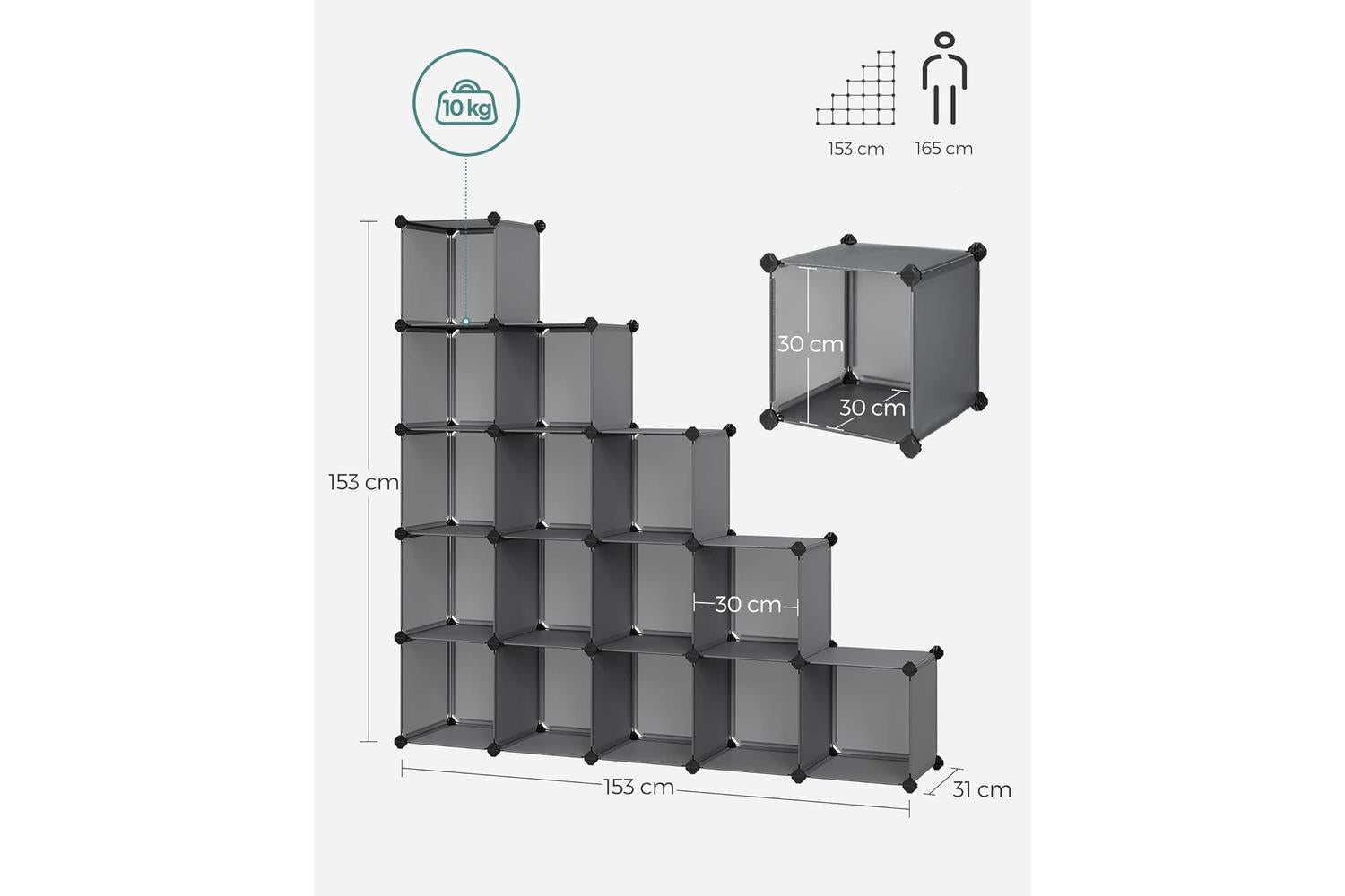 Songmics LPC442G01 16 Cube Shelf System Shoe Rack-3