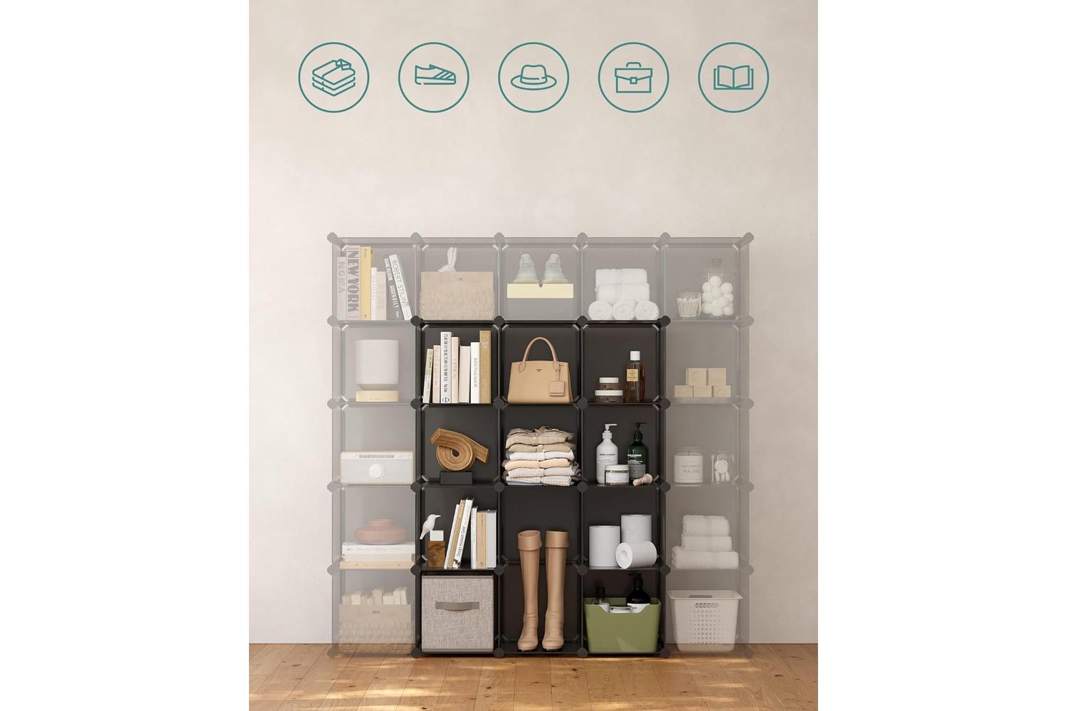 Songmics LPC442G01 16 Cube Shelf System Shoe Rack-7