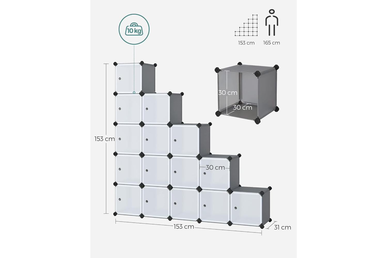 Songmics LPC443G01 16 Cube Shelf System Shoe Rack-3
