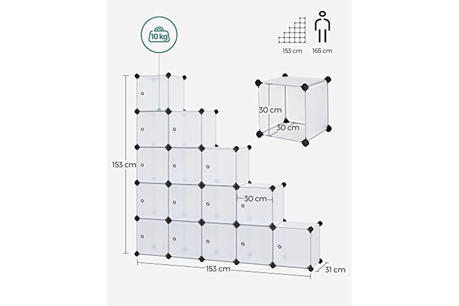 Songmics LPC44BS Shelving System with 16 Cubes-7