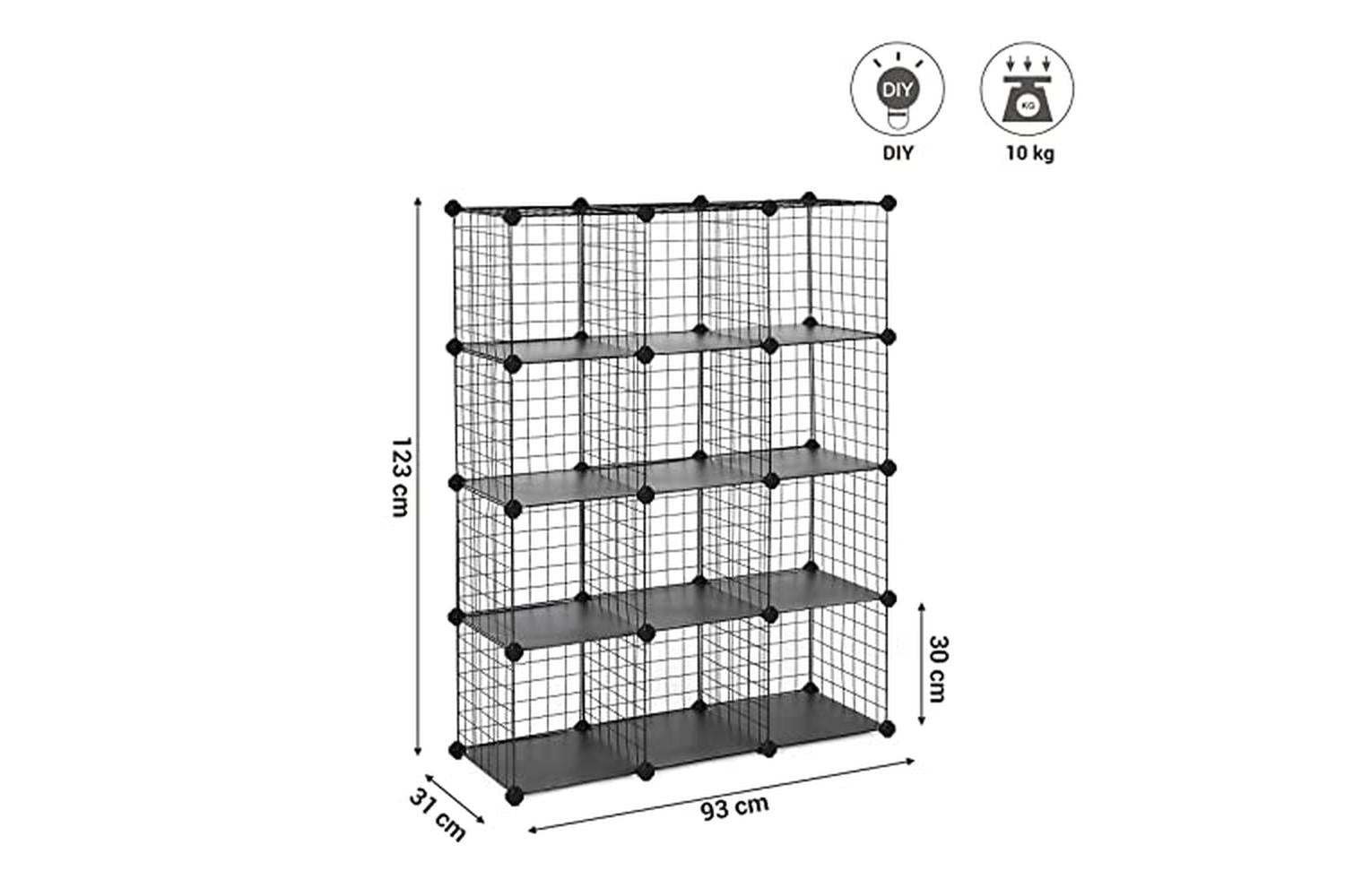 Songmics LPI34H Plug-in Shelving System with 16 Grid Cubes-3