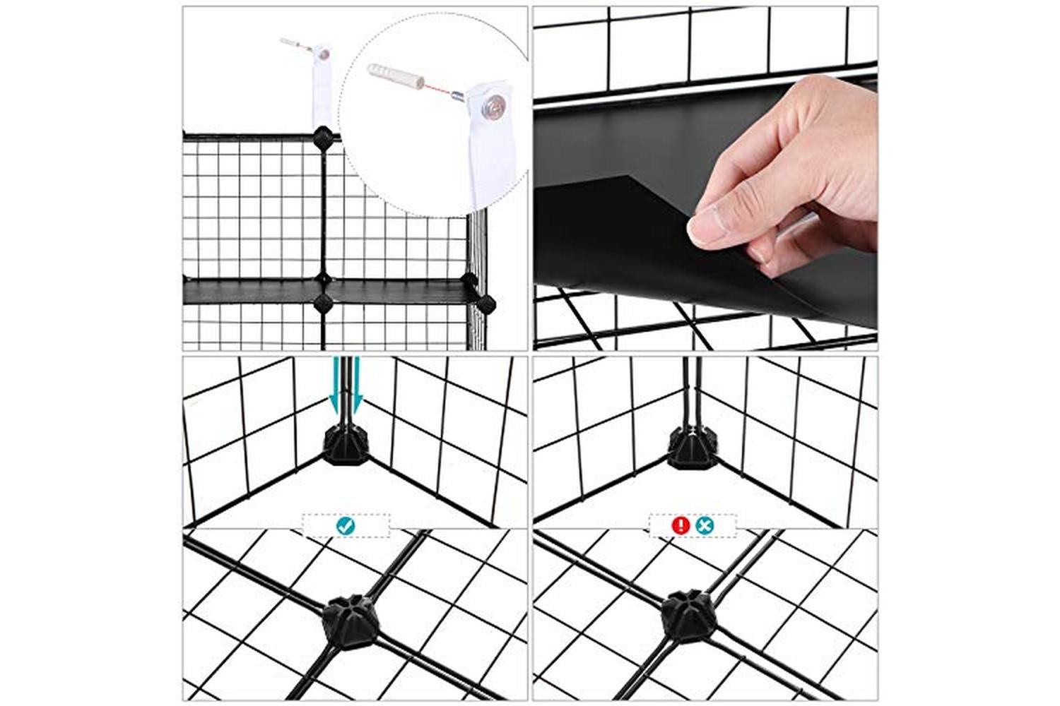 Songmics LPI44H 16 Lattice Cubes Boltless Shelf | Black-6